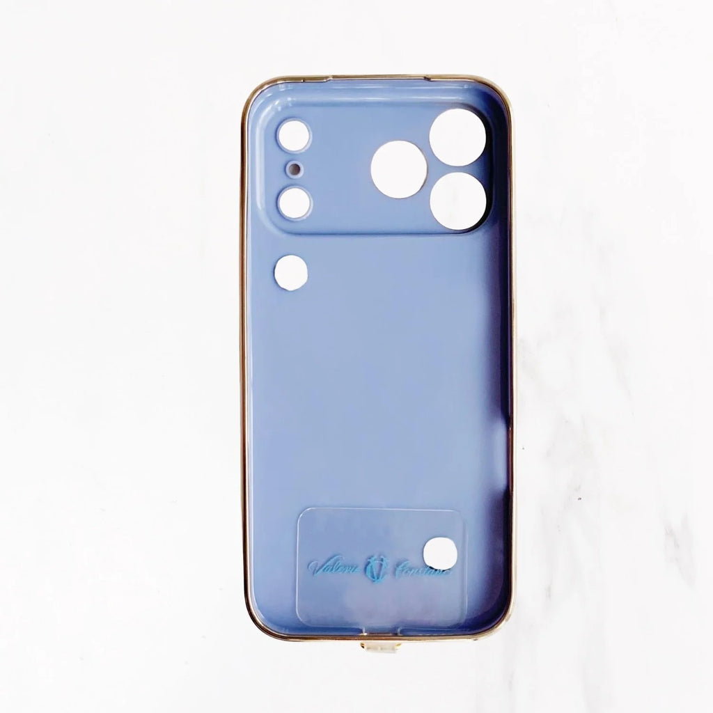 iPhone 17 Series Gold Trim Charm Handle Grip Case - Ocean Blue