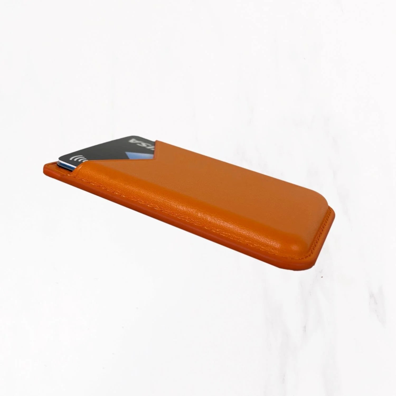 Magsafe Leather Couture Card Holder - Light Orange