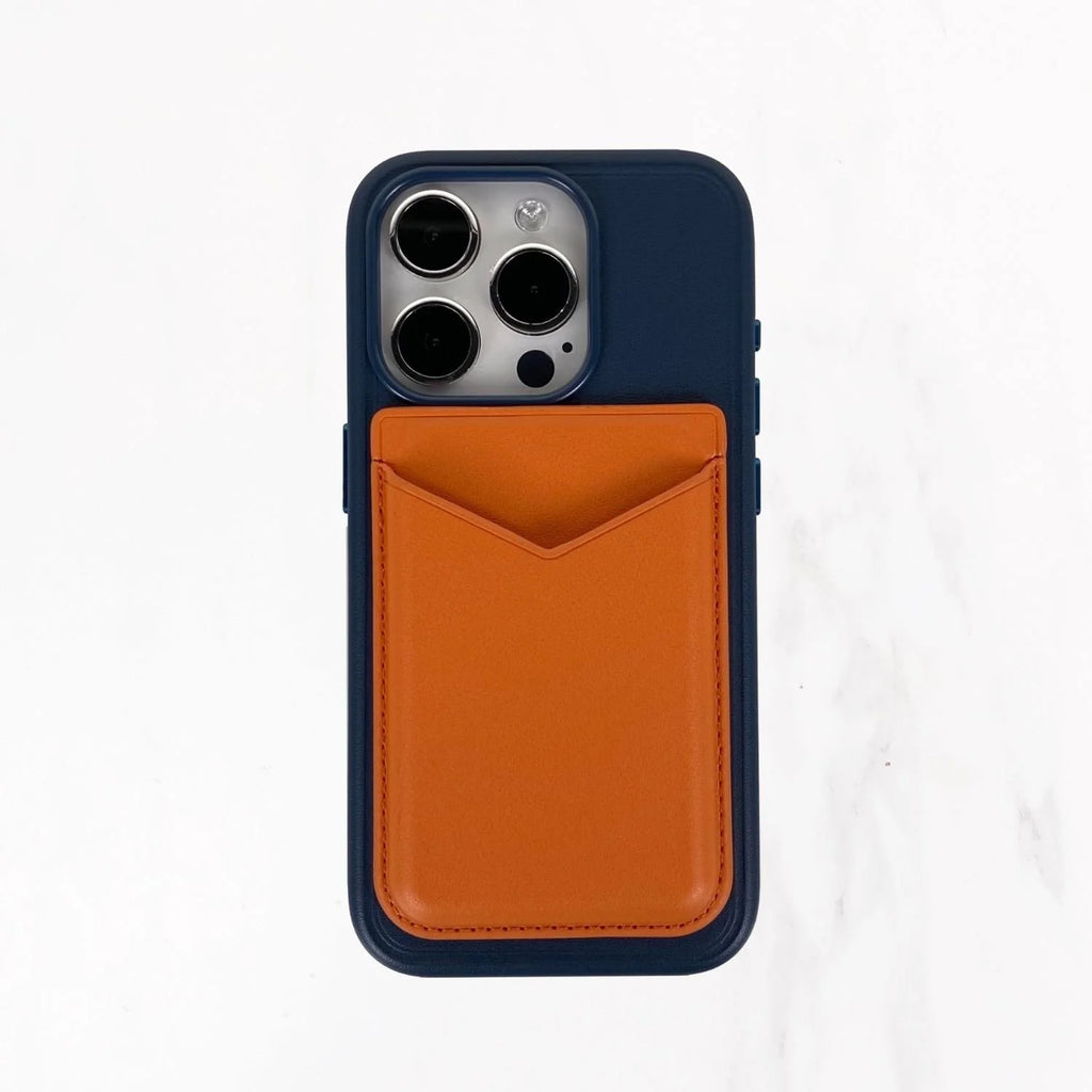 Magsafe Leather Couture Card Holder - Orange
