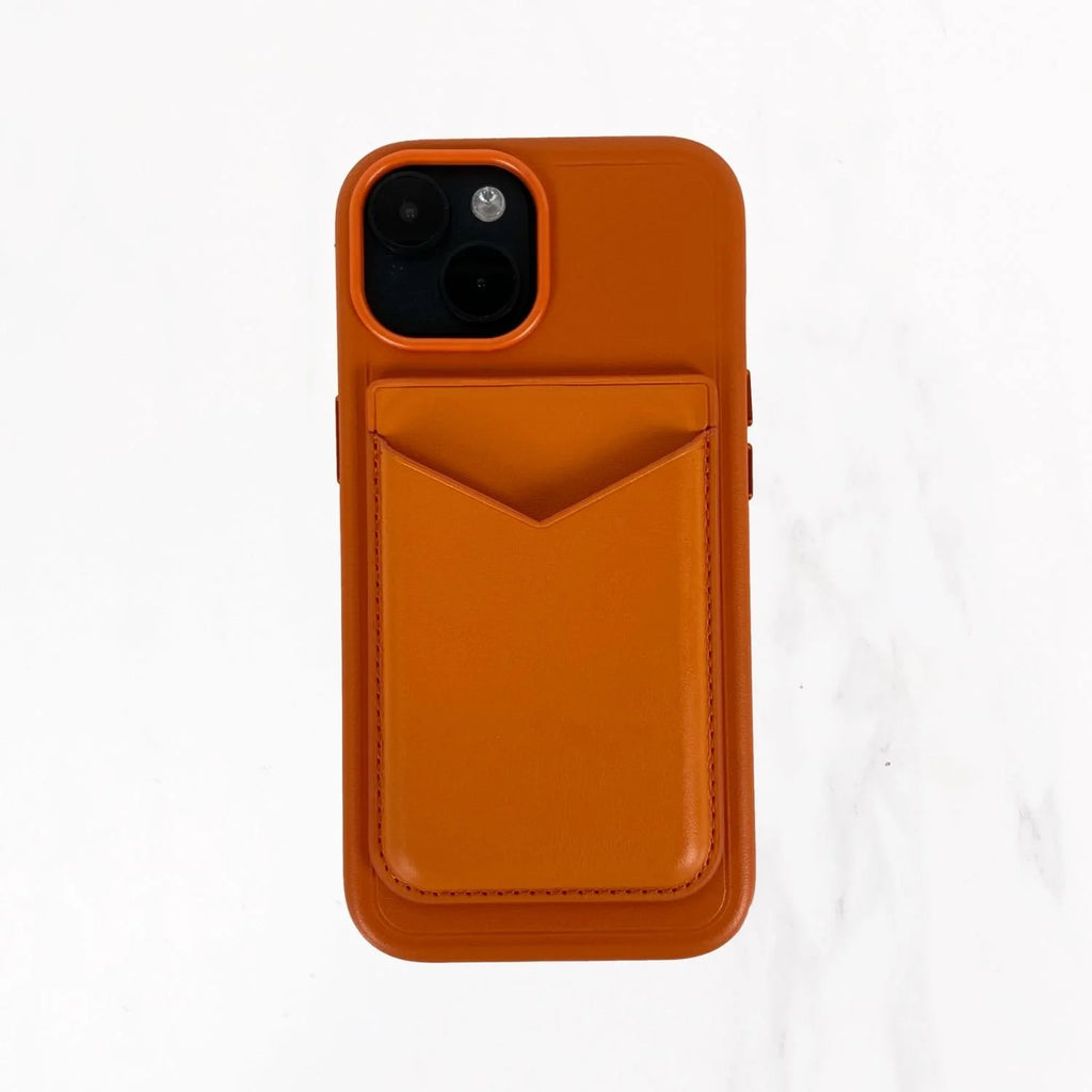 Magsafe Leather Couture Card Holder - Light Orange