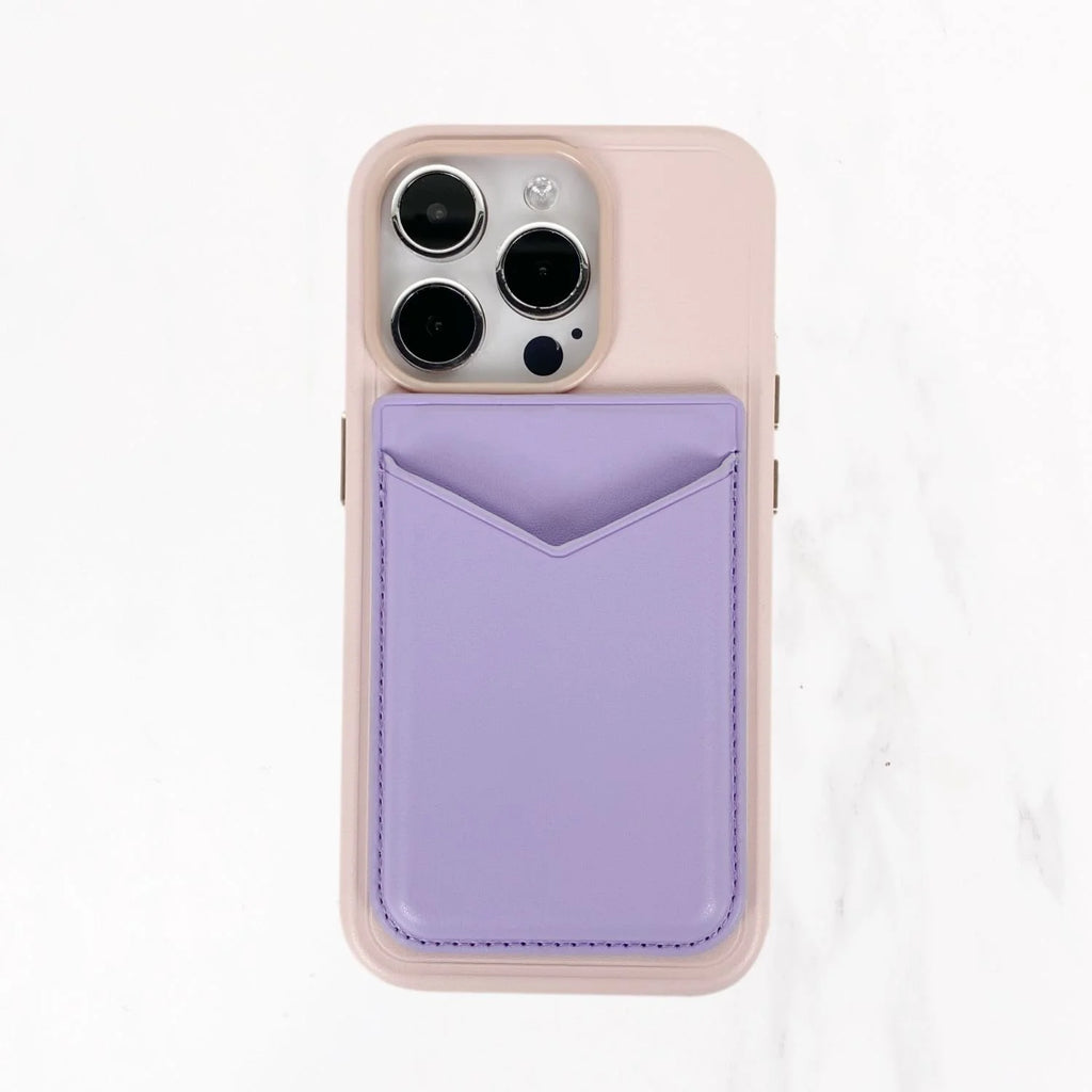 Magsafe Leather Couture Card Holder - Lavender Purple
