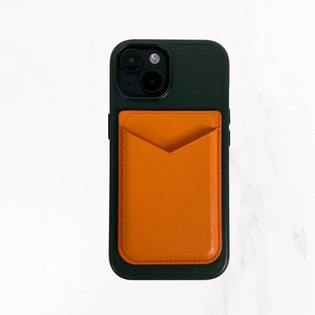 Magsafe Leather Couture Card Holder - Light Orange