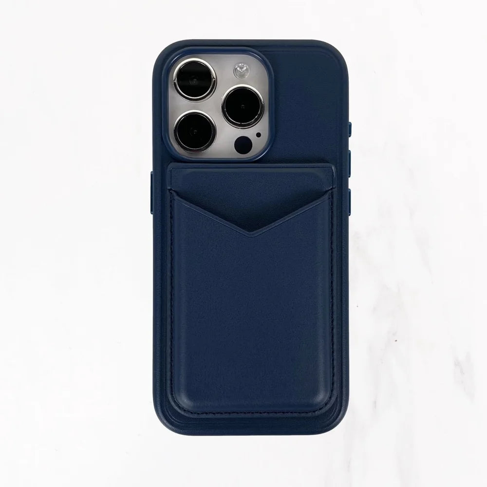 Magsafe Leather Couture Card Holder - Midnight Blue