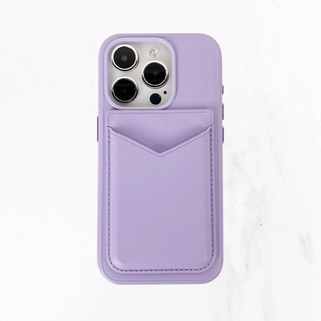 Magsafe Leather Couture Card Holder - Lavender Purple