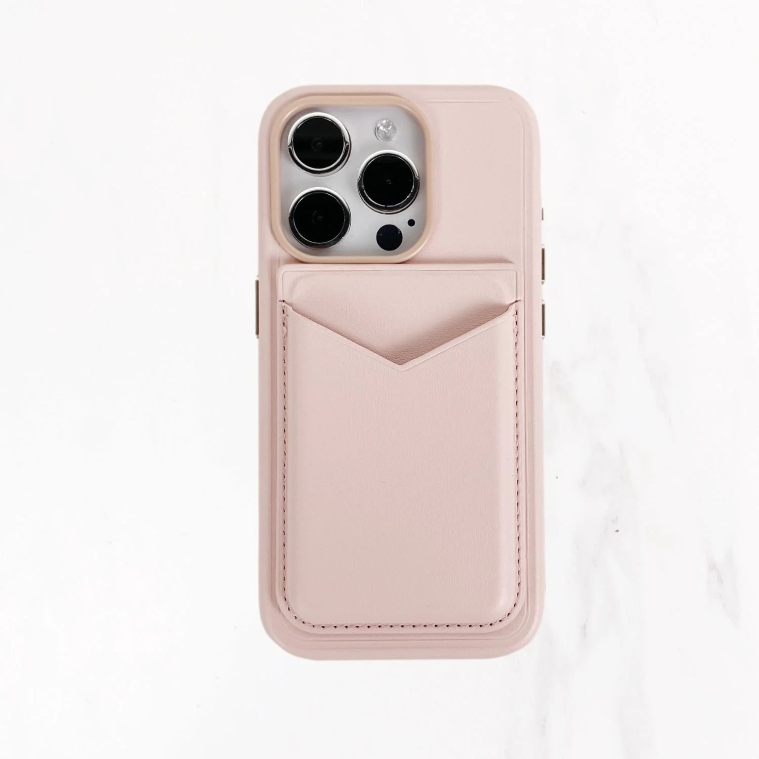 Magsafe Leather Couture Card Holder - Misty Rose Pink