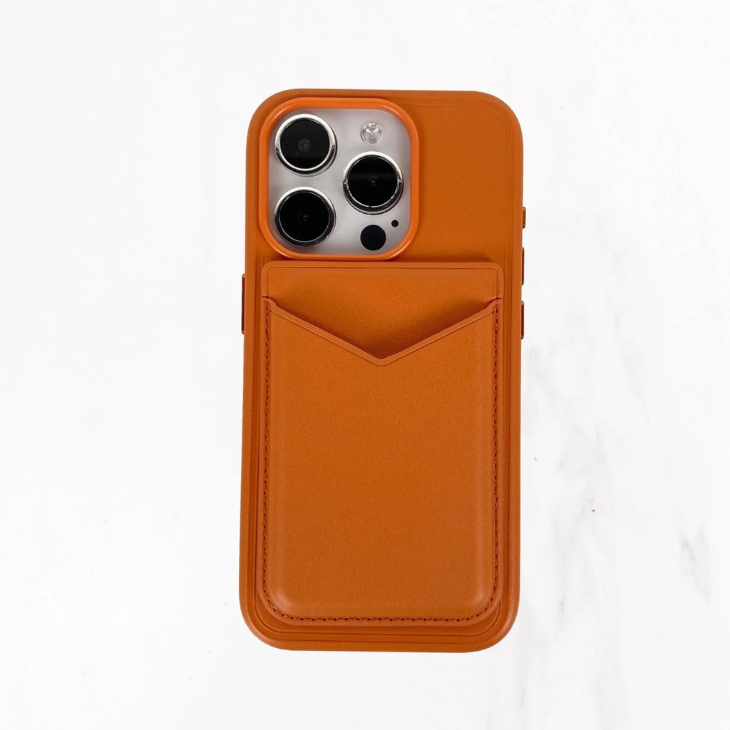 Magsafe Leather Couture Card Holder - Orange