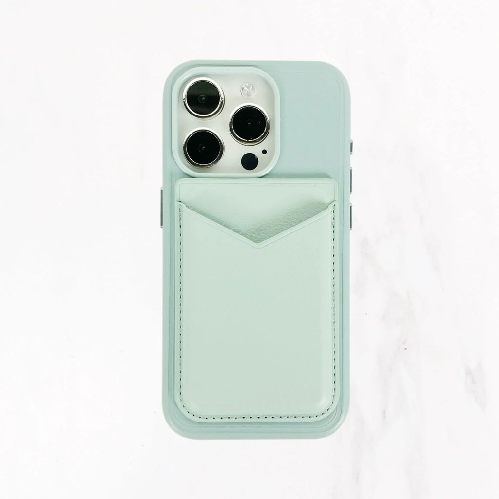 Magsafe Leather Couture Card Holder - Alaskan Blue