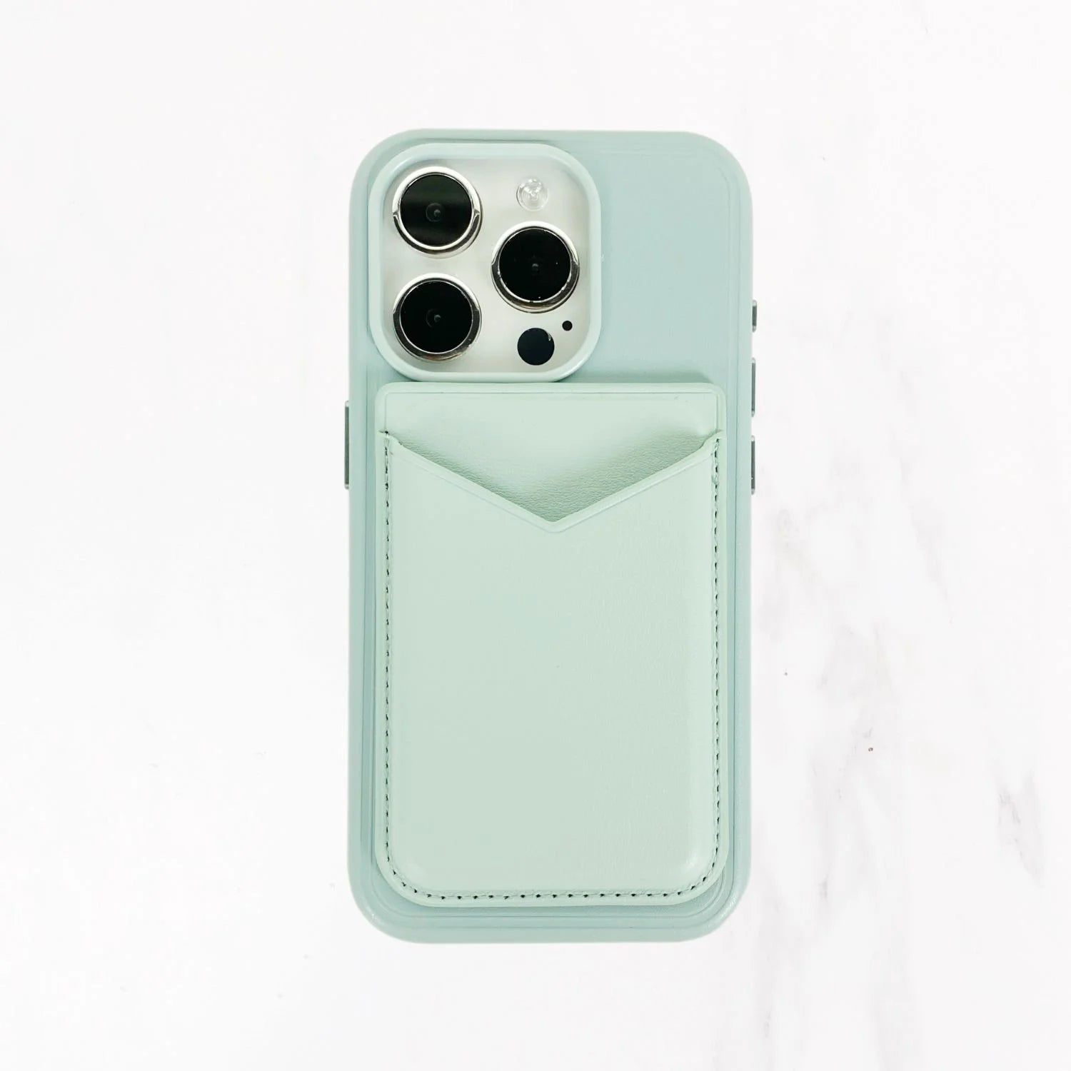 Magsafe Leather Couture Card Holder - Alaskan Blue