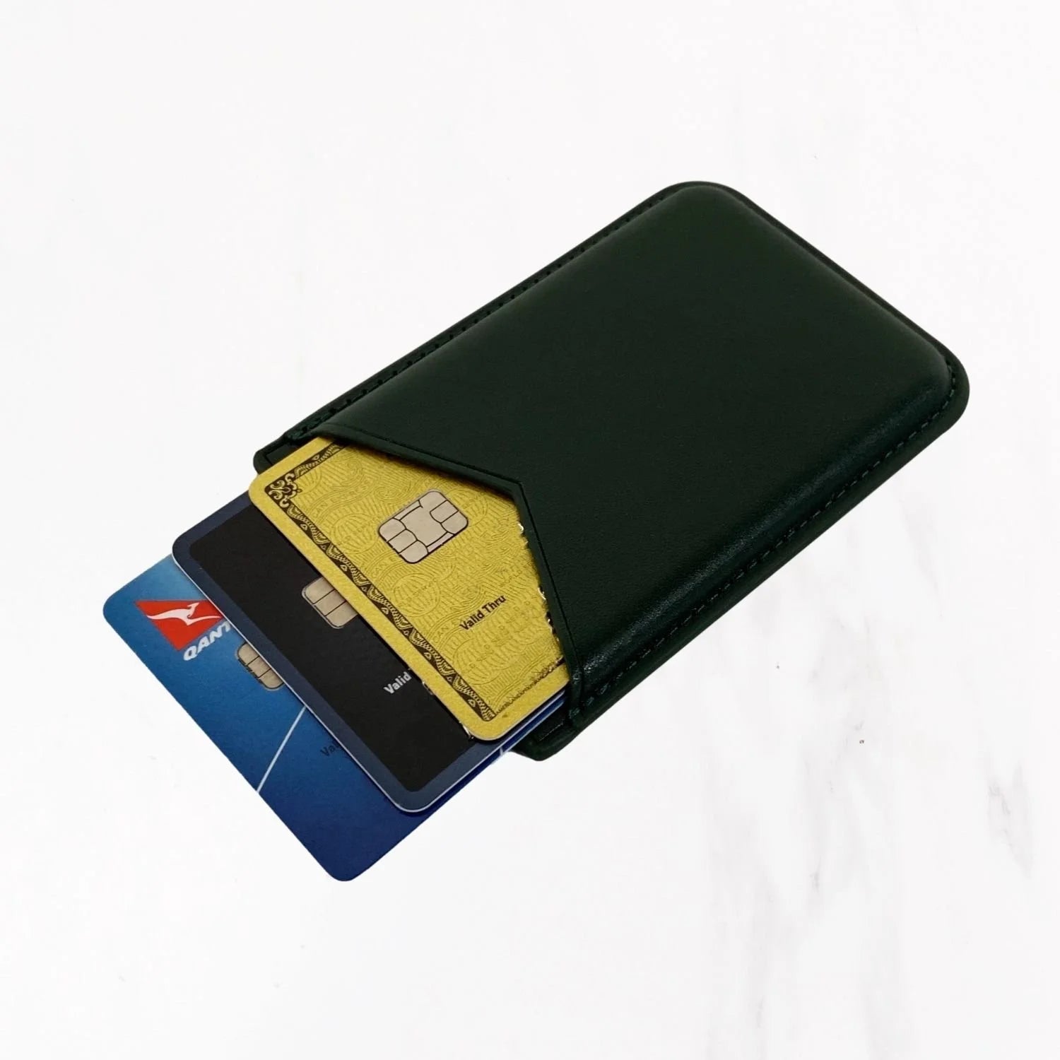 Magsafe Leather Couture Card Holder - Dark Green