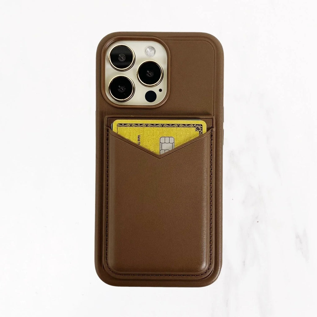 Magsafe Leather Couture Card Holder - Brown