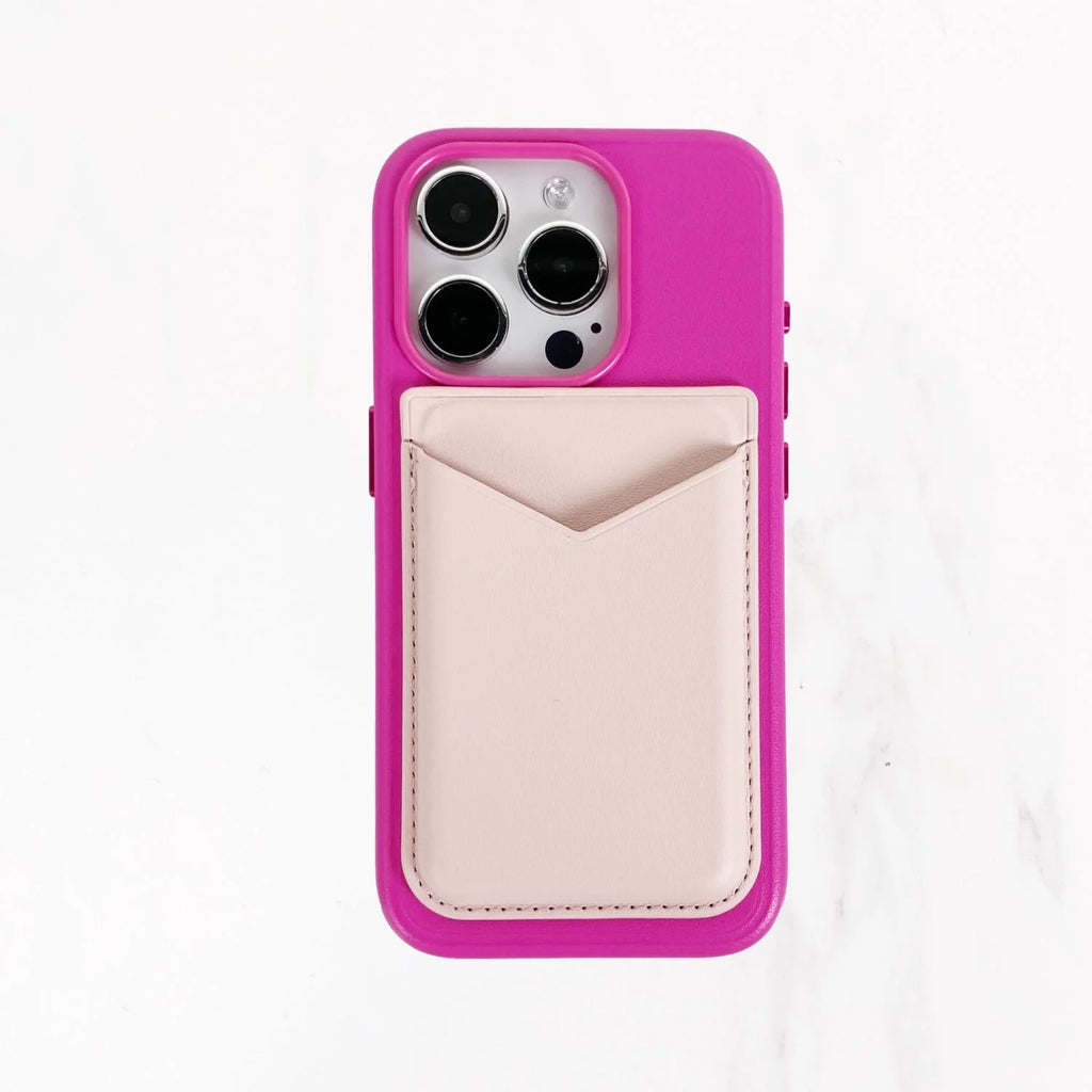Magsafe Leather Couture Card Holder - Misty Rose Pink