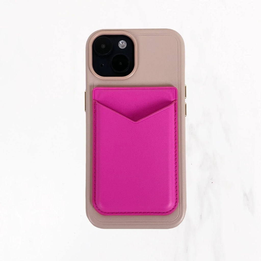 Magsafe Leather Couture Card Holder - Rose Pink