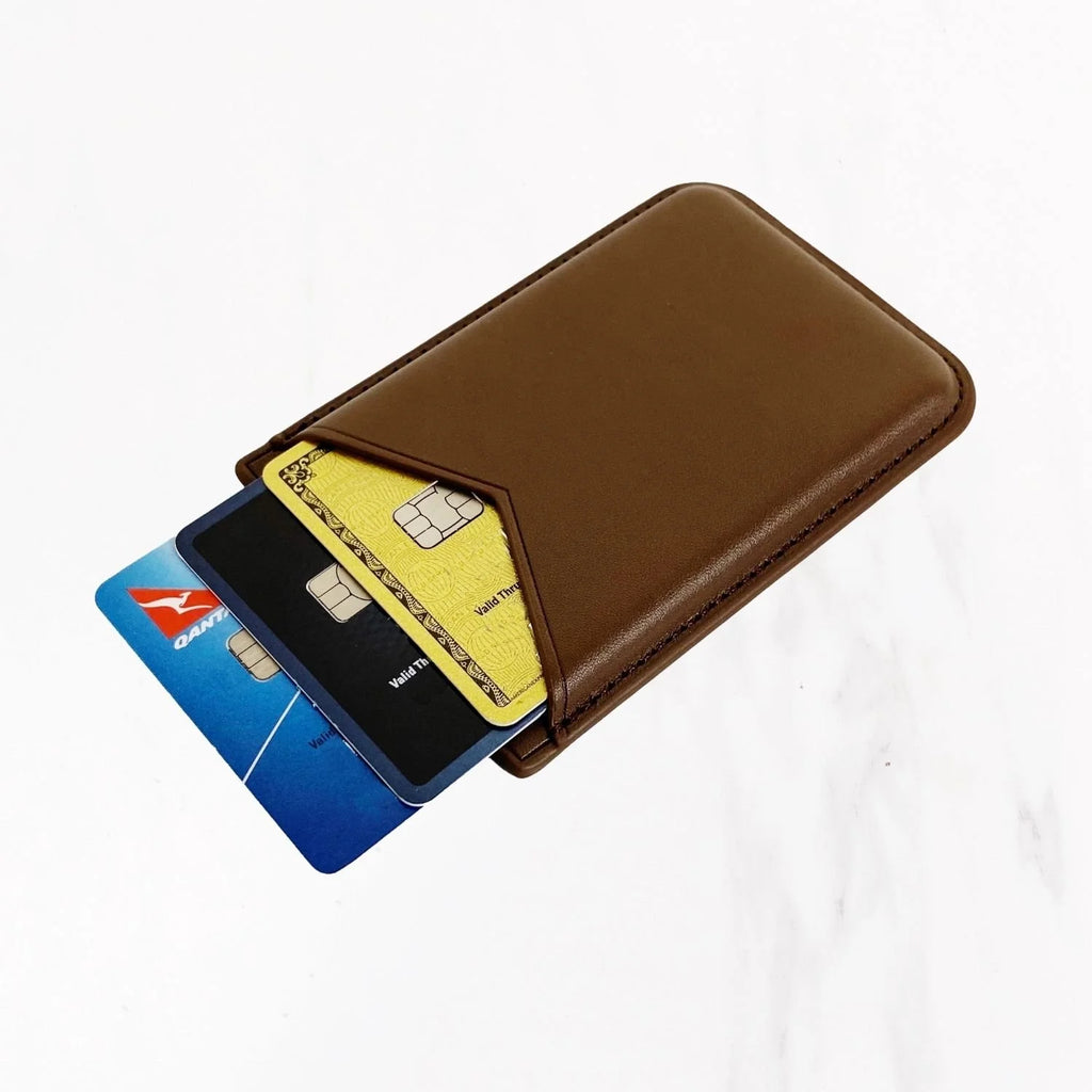 Magsafe Leather Couture Card Holder - Brown