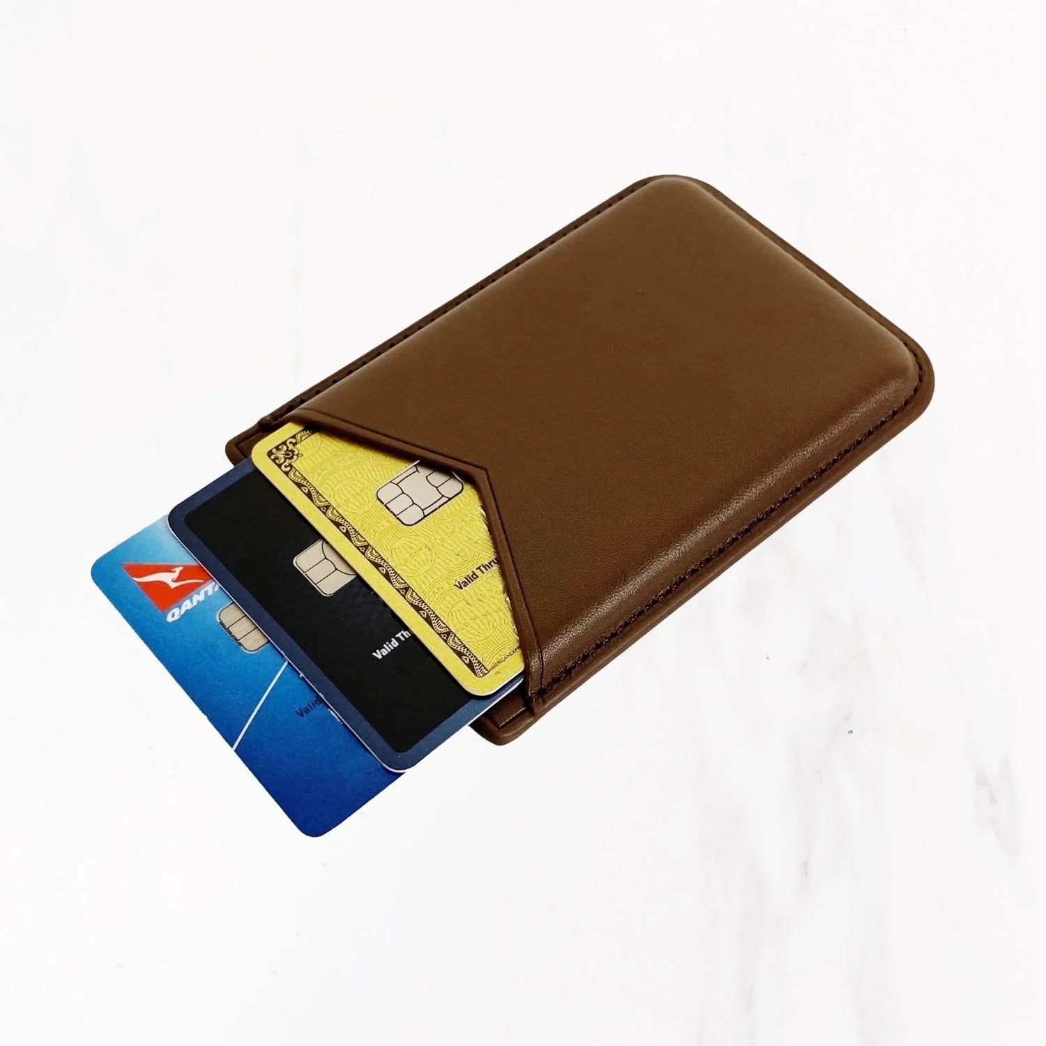 Magsafe Leather Couture Card Holder - Brown