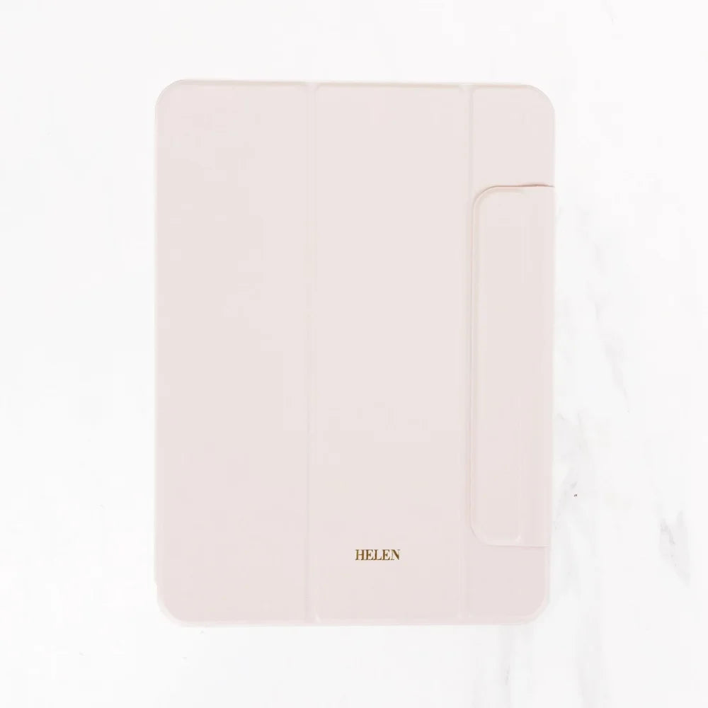 iPad Series - Calligraphy Leather Case - Pale Pink