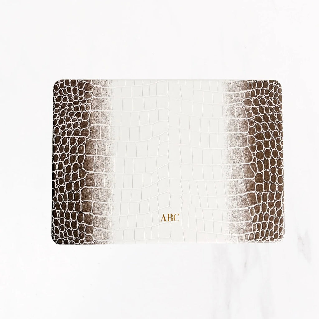 Macbook Series - Croc Leather Hard Shell Case - Optic White Sepia