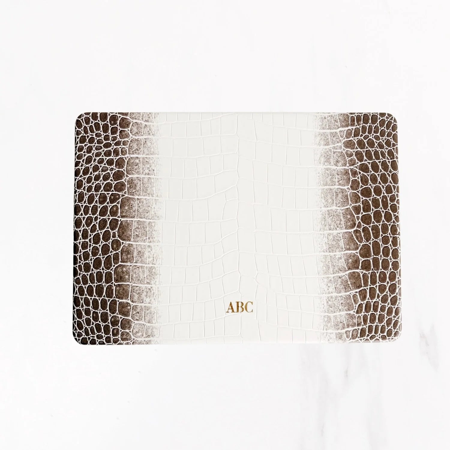 Macbook Series - Croc Leather Hard Shell Case - Optic White Sepia