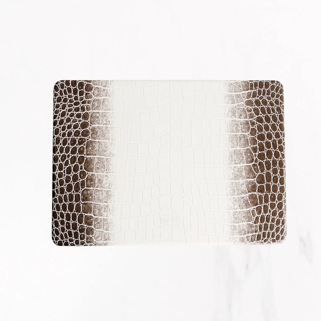 Macbook Series - Croc Leather Hard Shell Case - Optic White Sepia