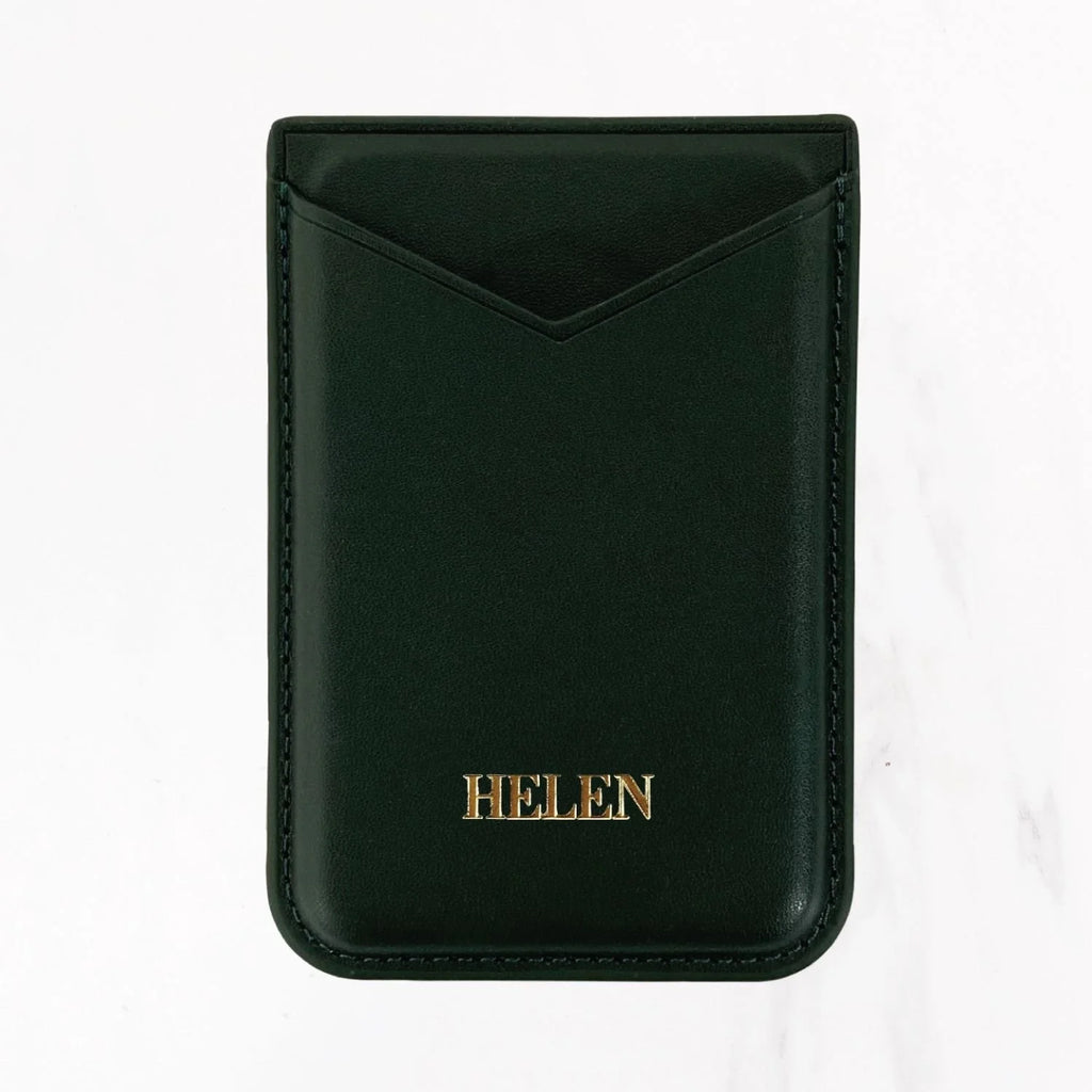 Magsafe Leather Couture Card Holder - Dark Green