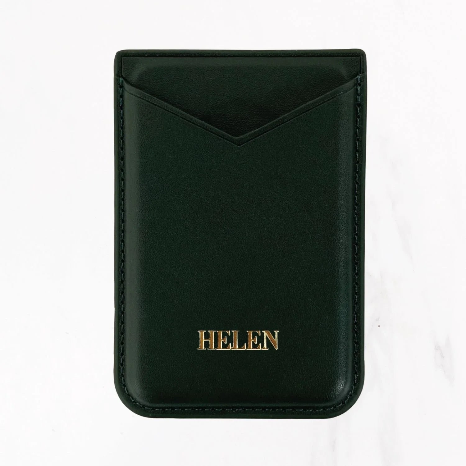 Magsafe Leather Couture Card Holder - Dark Green