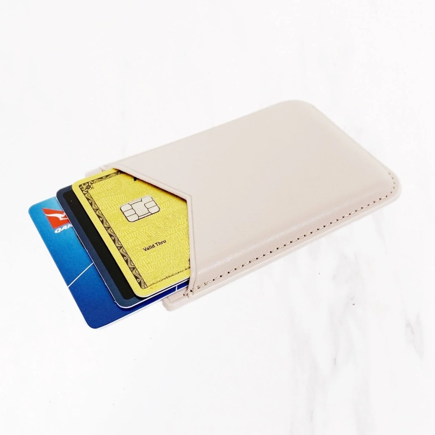 Magsafe Leather Couture Card Holder - Pale Pink