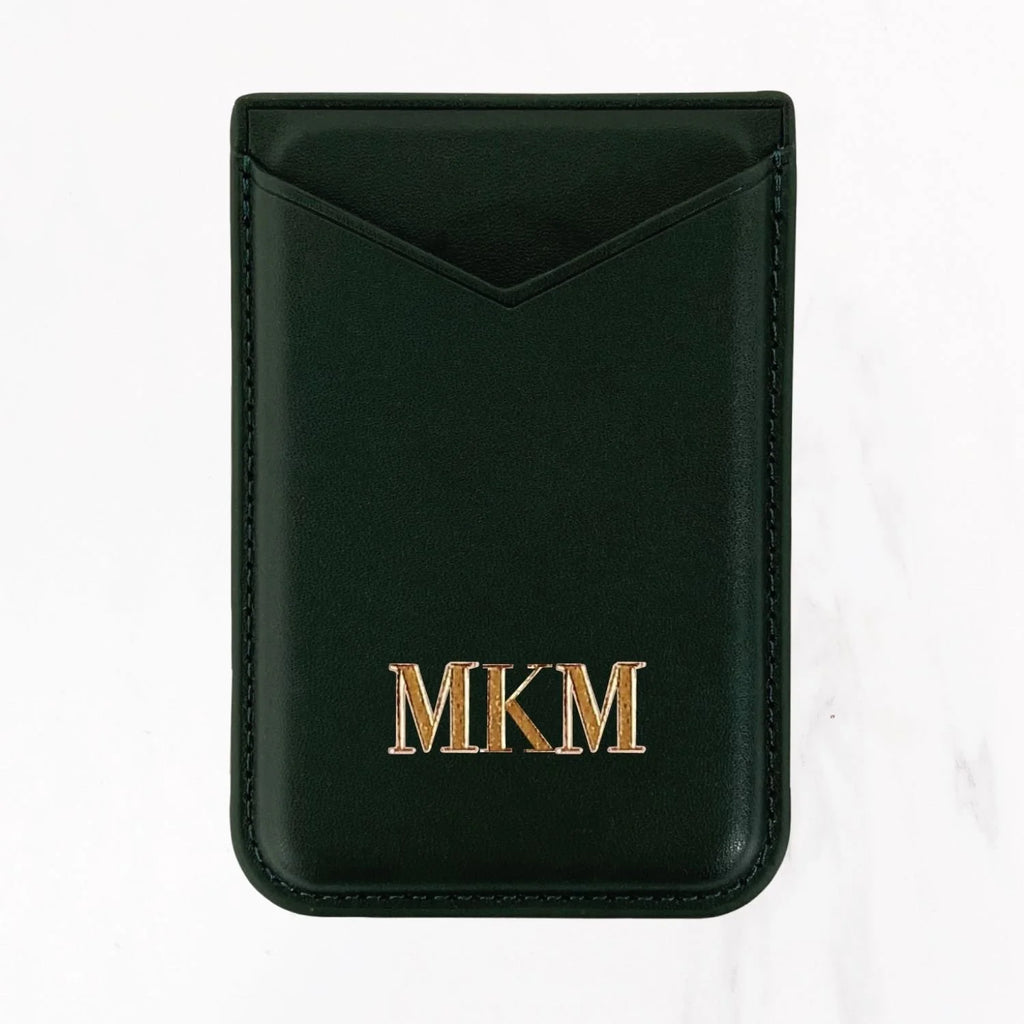 Magsafe Leather Couture Card Holder - Dark Green