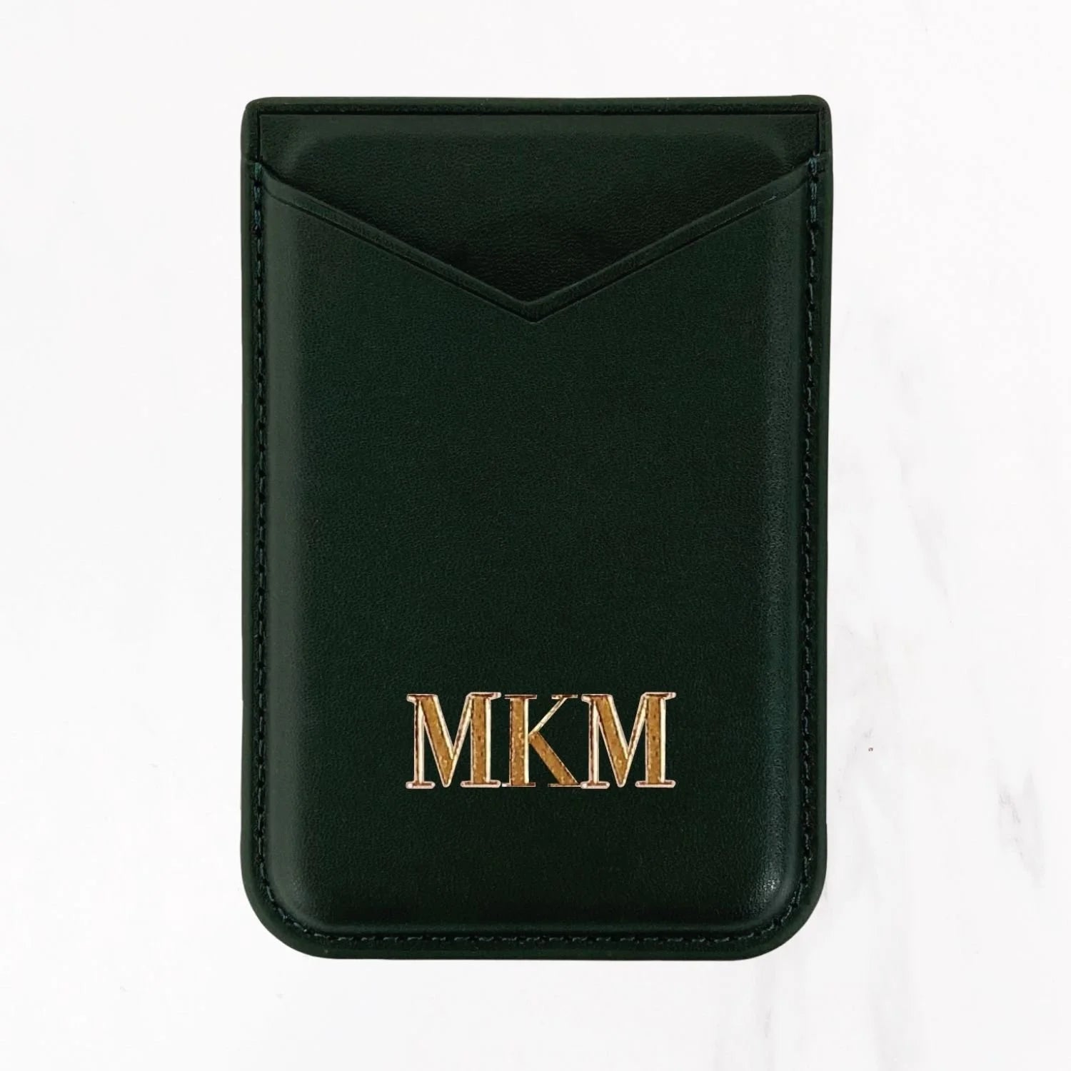 Magsafe Leather Couture Card Holder - Dark Green