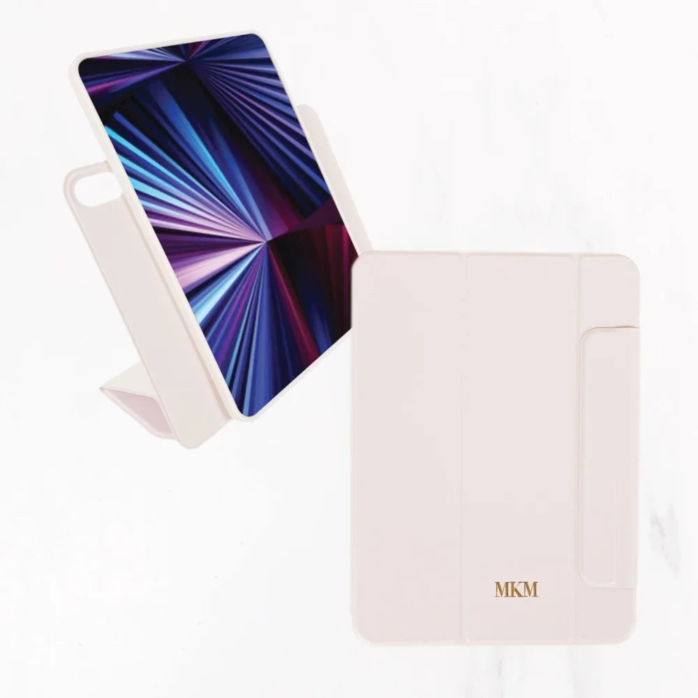 iPad Series - Calligraphy Leather Case - Pale Pink