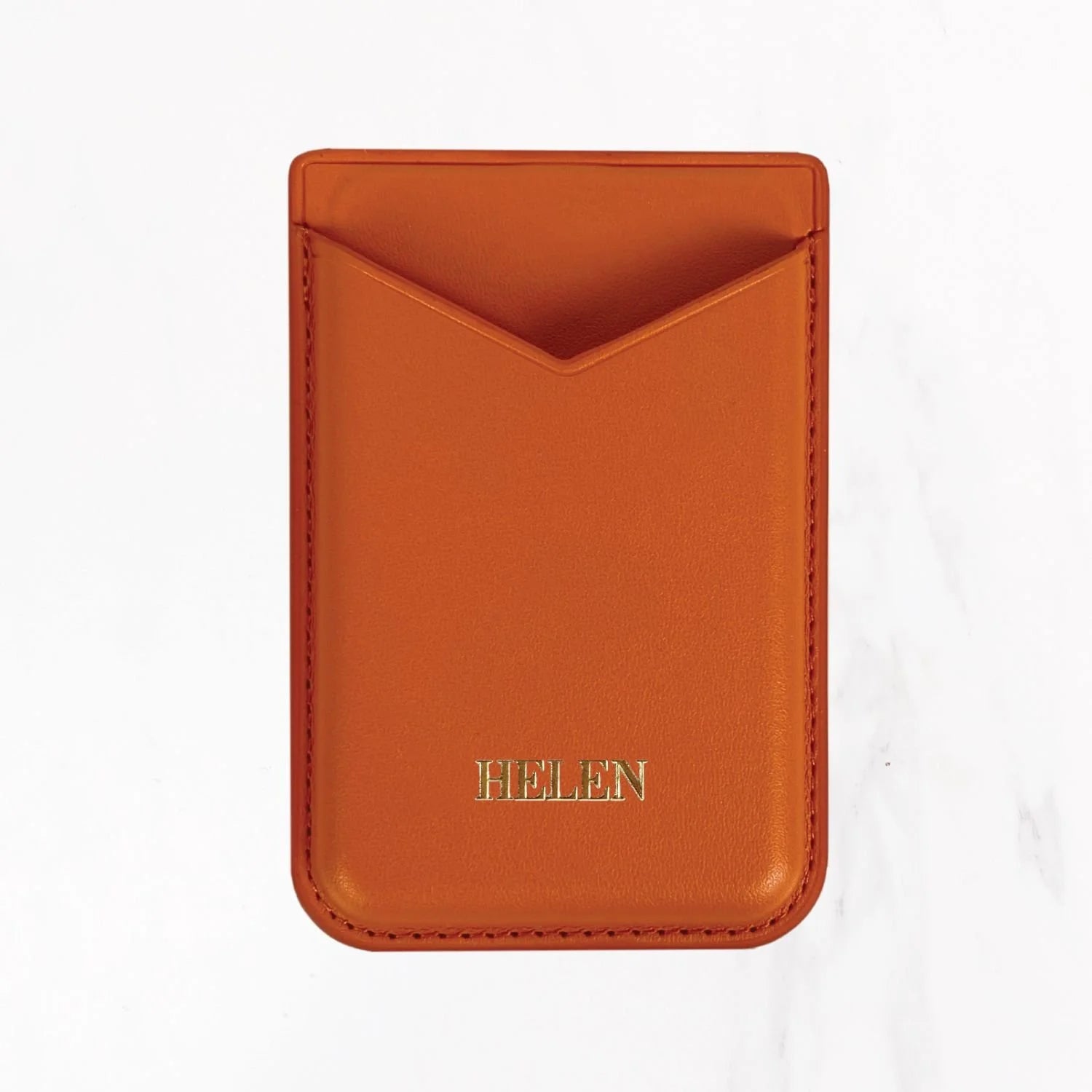 Magsafe Leather Couture Card Holder - Light Orange