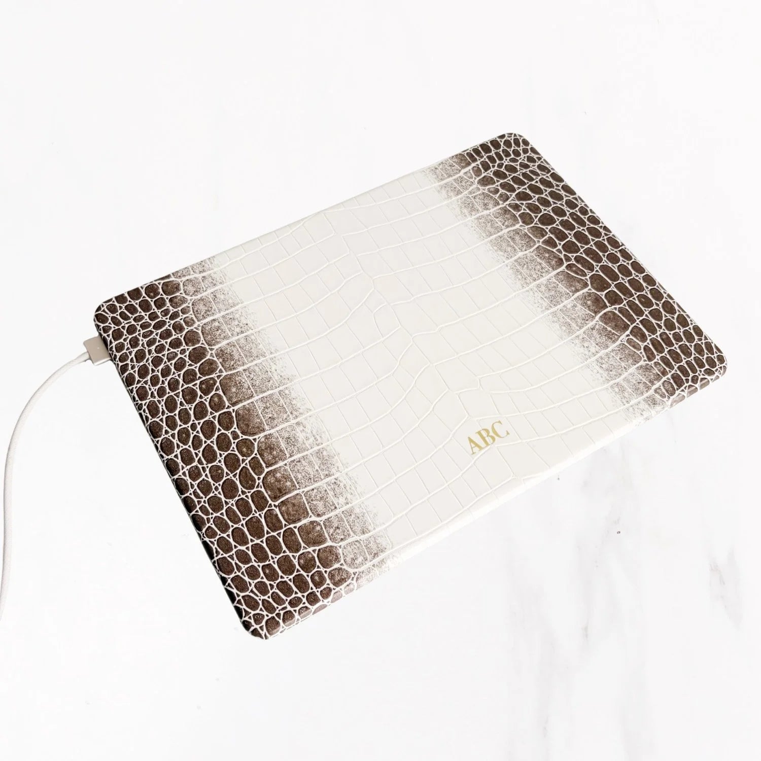 Macbook Series - Croc Leather Hard Shell Case - Optic White Sepia