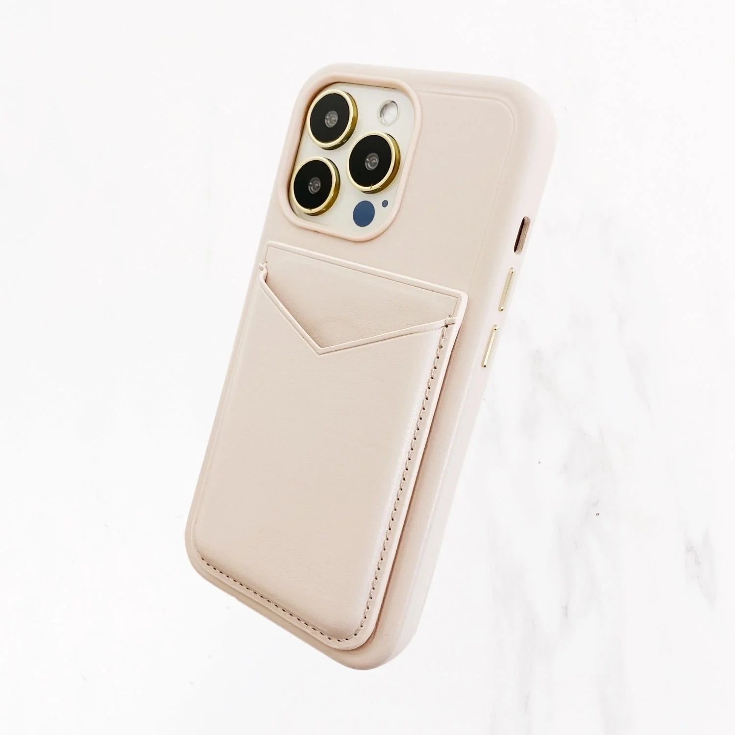 Magsafe Leather Couture Card Holder - Pale Pink