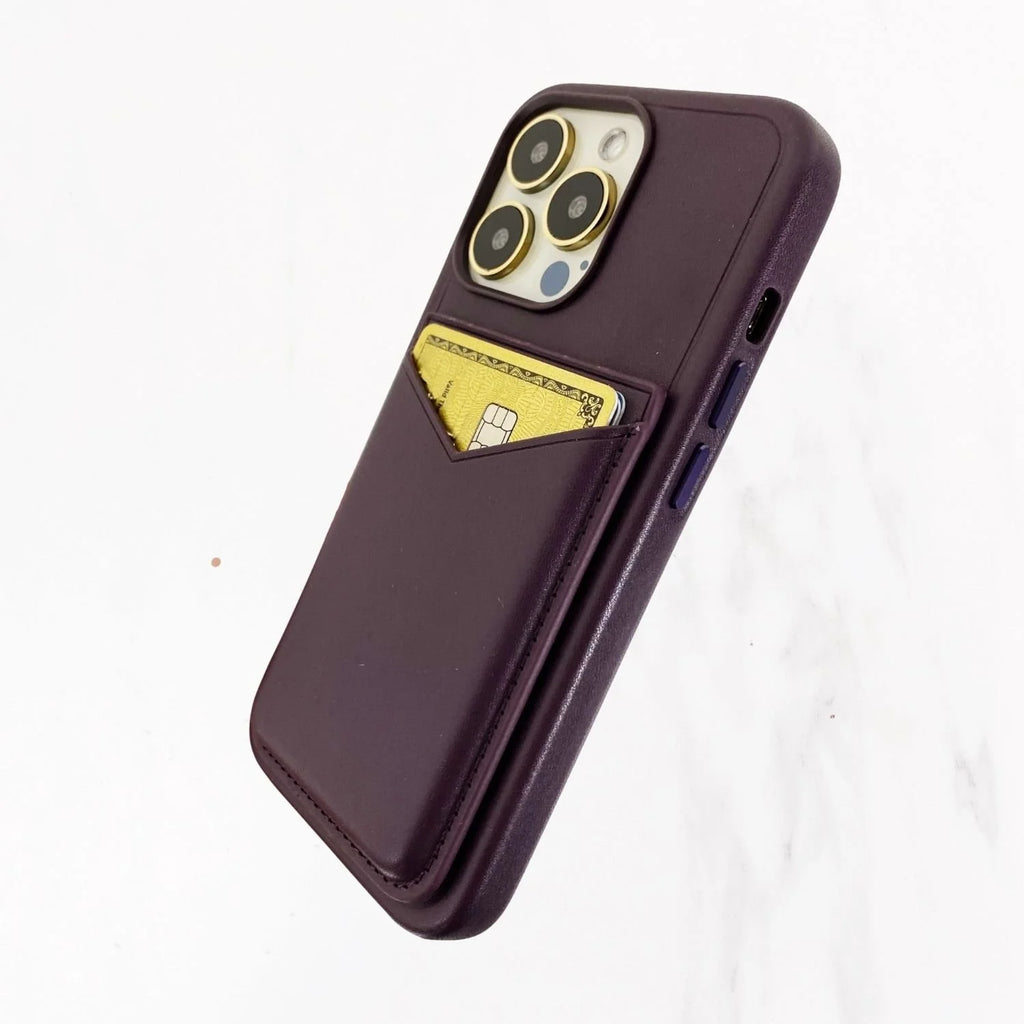 Magsafe Leather Couture Card Holder - Purple