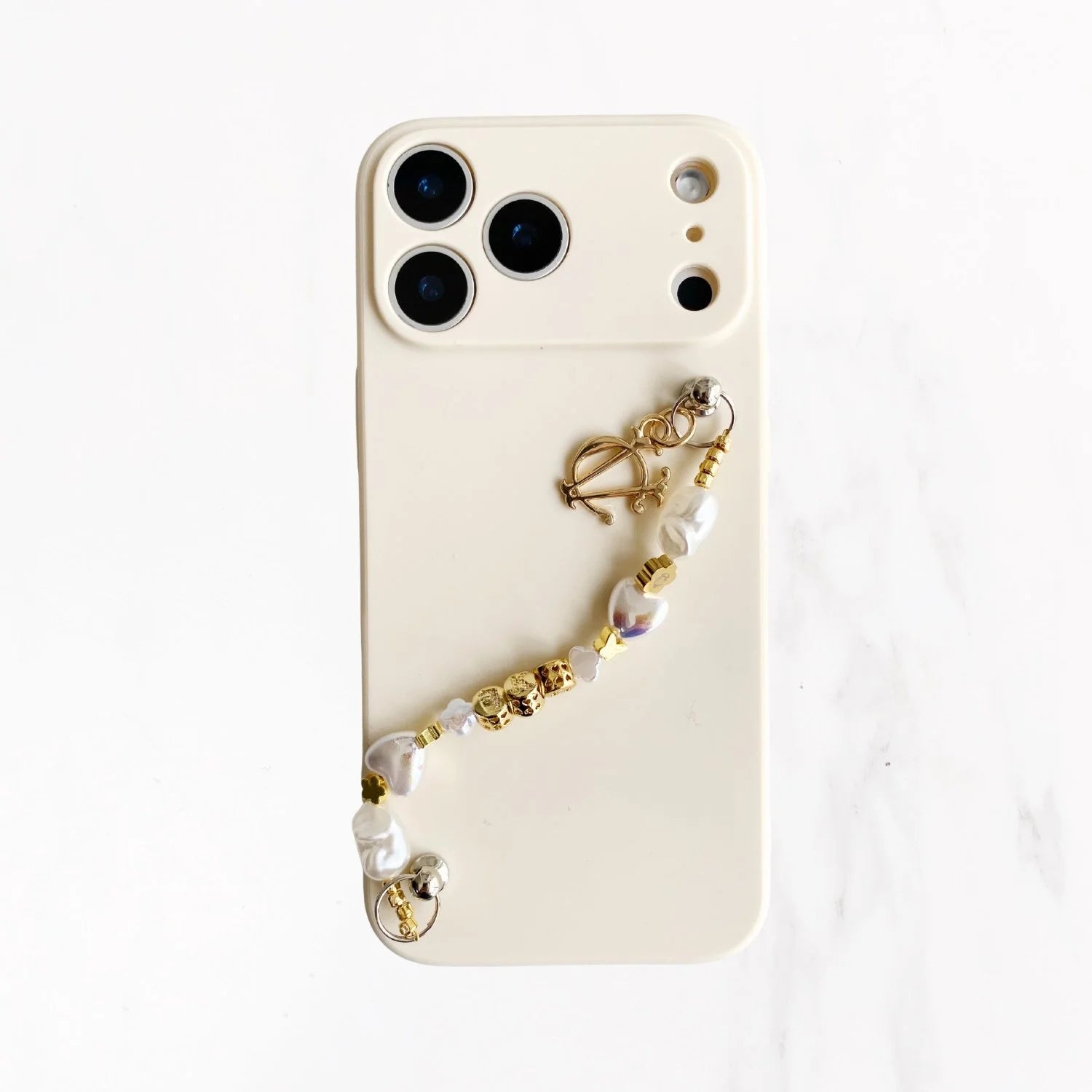 iPhone 17 Series Charm Handle Grip Case - Opaline White