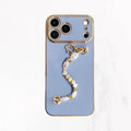 iPhone 17 Series Gold Trim Charm Handle Grip Case - Ocean Blue