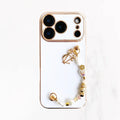 iPhone 17 Series Gold Trim Charm Handle Grip Case - White