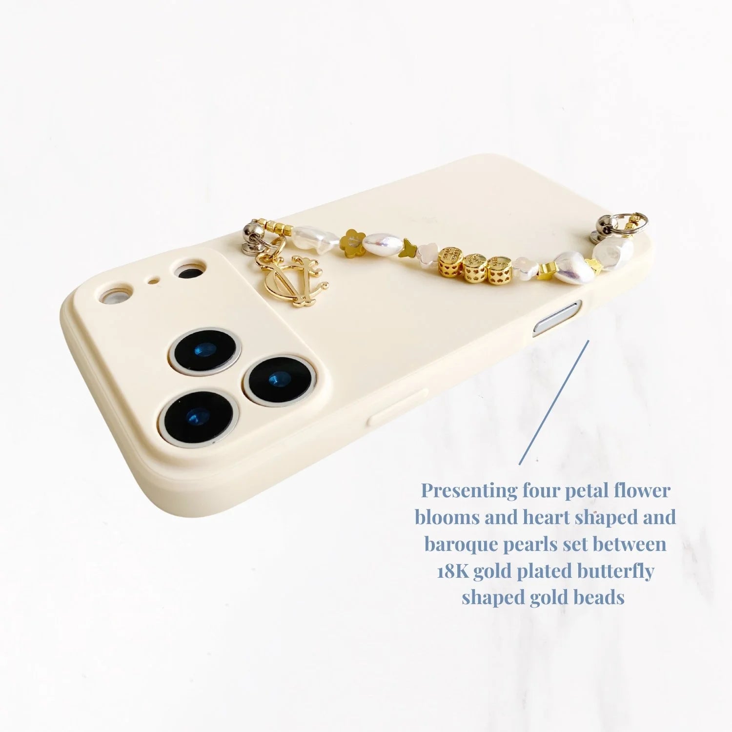 iPhone 17 Series Charm Handle Grip Case - Opaline White