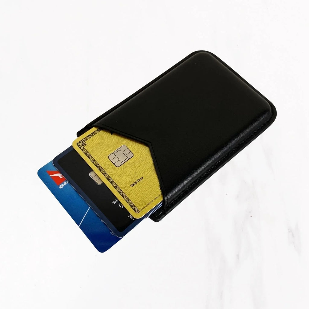 Magsafe Leather Couture Card Holder - Black
