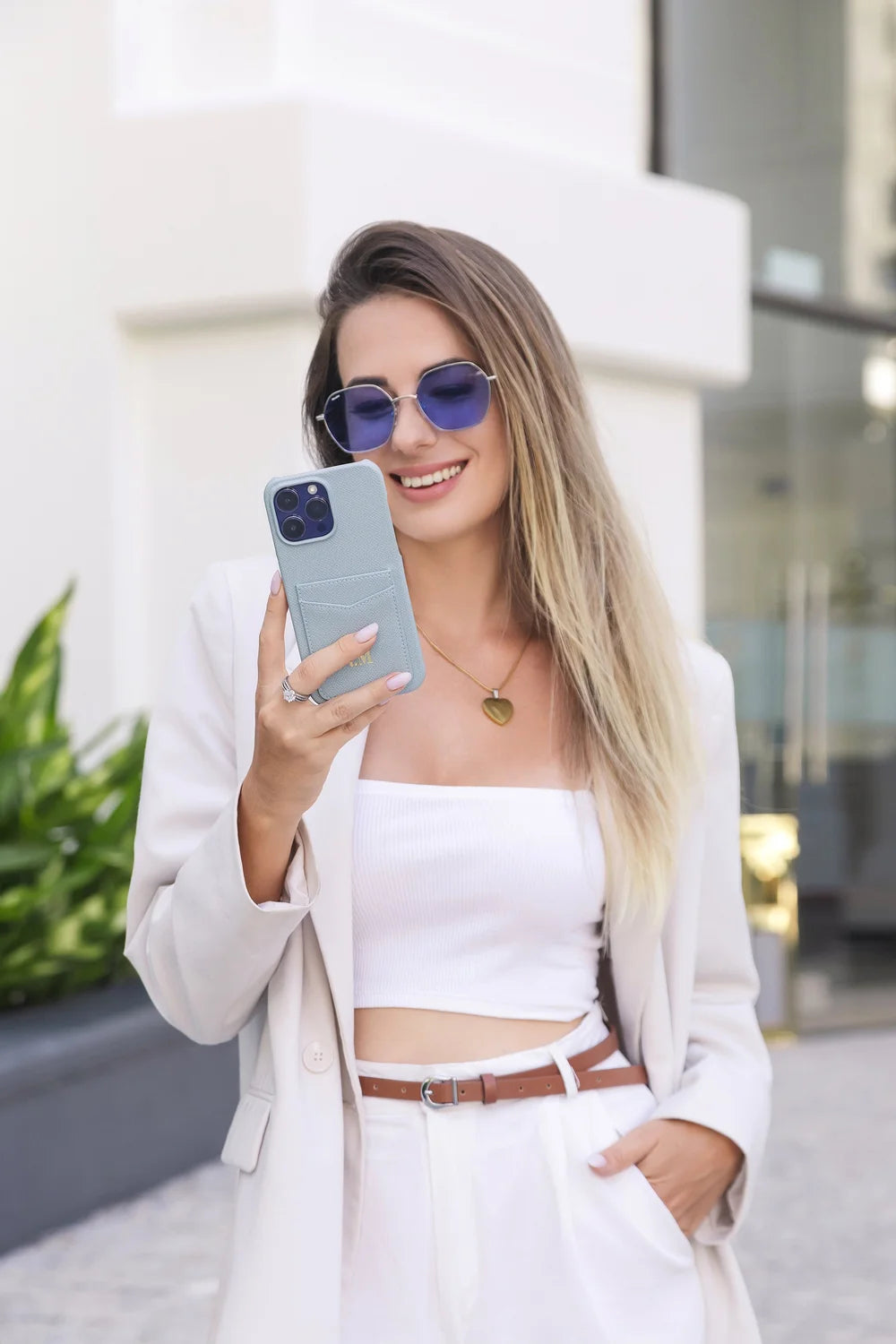 iPhone 16 Series Jetsetter Double Pocket Case - Pale Blue