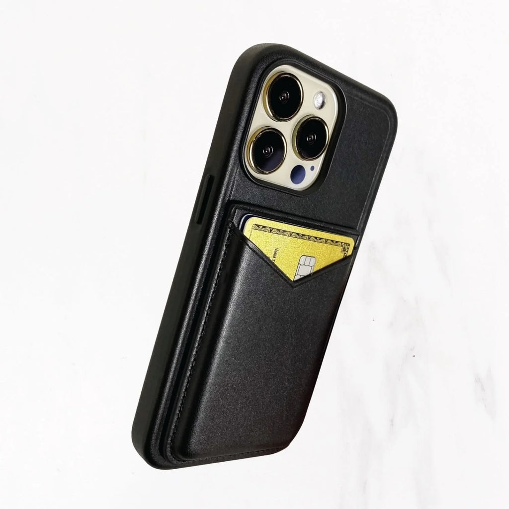 Magsafe Leather Couture Card Holder - Black