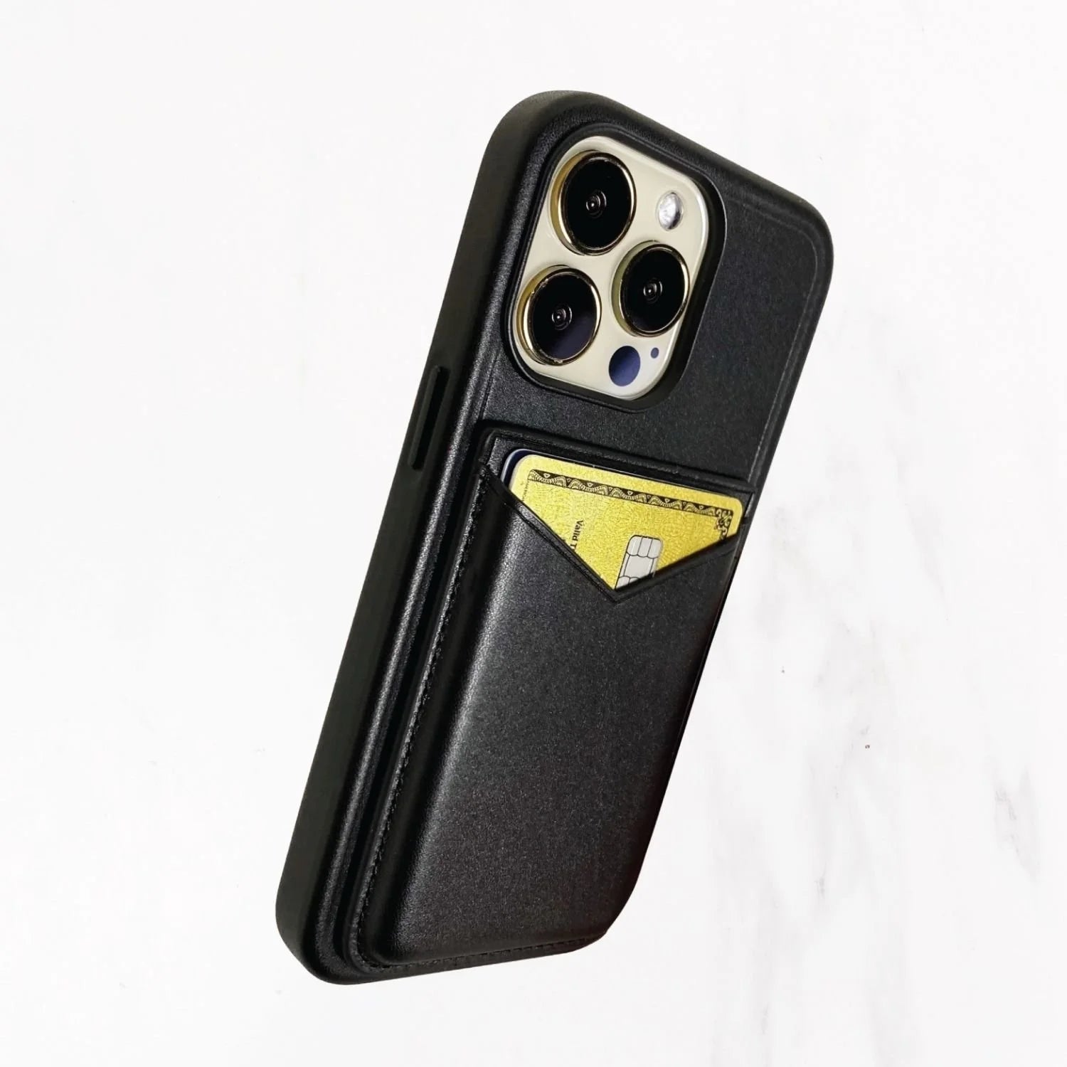 Magsafe Leather Couture Card Holder - Black